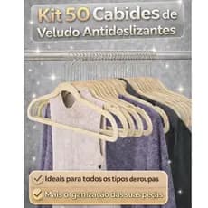 Kit 50 Cabides de Veludo Adulto RRister Slim Antideslizante – Ultra Fino, Organiza e Protege Roupas