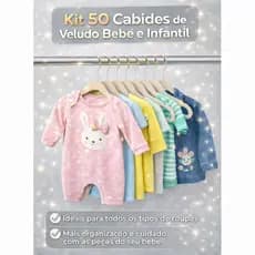 Kit 50 Cabide Infantil Bebê Rister Baby Veludo Slim Antideslizante Ultra Fino