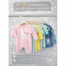 Kit 30 Cabide Infantil Bebê Rister Baby Veludo Slim Antideslizante Ultra Fino
