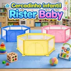 Cercadinho Bebê Grande Portátil com Tela Proteção Infantil Seguro Rister Baby