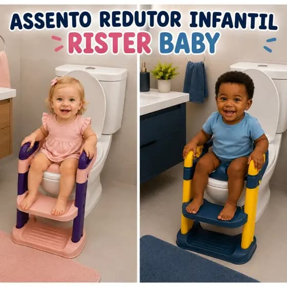 Assento Redutor Infantil para Vaso Sanitário Antiderrapante Rister Baby com Escada