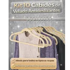 Kit 10 Cabide Adulto RRister Veludo Slim Ultra Fino Não Escorrega