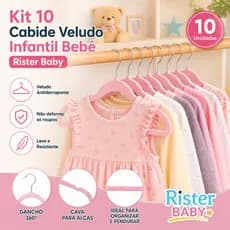 Kit 10 Cabides Infantil Bebê Veludo Não Escorrega Rister Baby