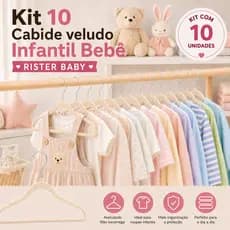 Kit 10 Cabide Veludo Bebê Infantil Slim Antideslizante Rister Baby