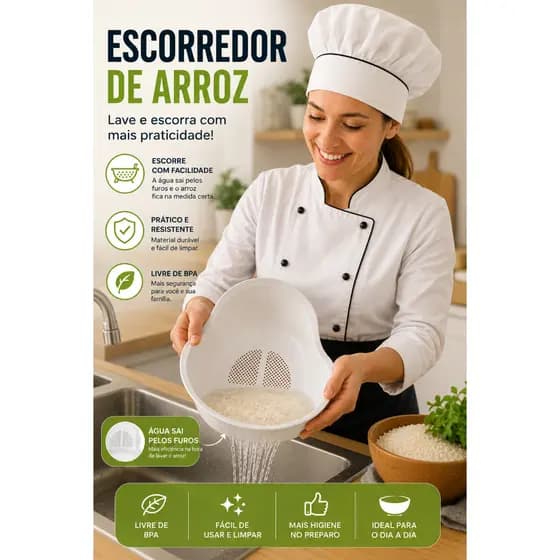 Escorredor De Arroz legumes Frutas Multiuso Cozinha Coador Peneira Drenagem