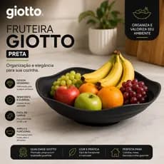 Fruteira de Mesa Preta Organizador Frutas Organização Cozinha Armazenamento Moderno Casa Multiuso Giotto