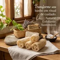 kit 3 Buchas Vegetal Esfoliante 100% Natural Pedaço Medio Banho Louças Limpeza Geral