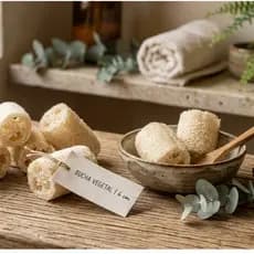 kit 10 Mini Buchas Vegetais (6 a 8 cm) Para Produção de Sabonete Artesanal-Mini Limpeza Esfoliante