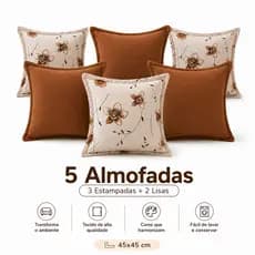 5 Almofada Fibra/Espuma 45x45 cm – Rústico