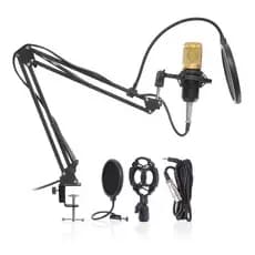 Kit Microfone Bm800 + Pop Filter + Aranha + Braço Articulado