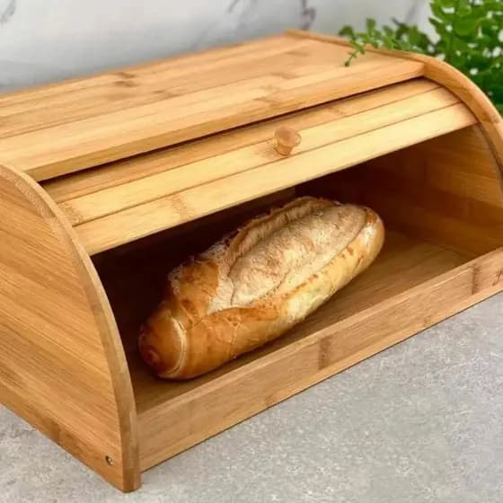 Porta Pães Bambu Organizador com Tampa Retrátil Ecokitchen Mimo Style
