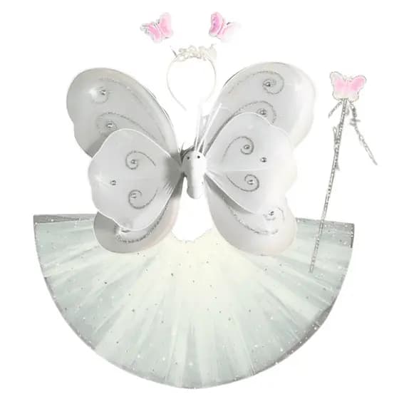 Fantasia LED Infantil Asinha Varinha Tiara Saia Borboleta