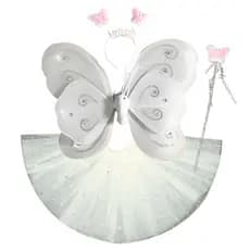 Fantasia LED Infantil Asinha Varinha Tiara Saia Borboleta