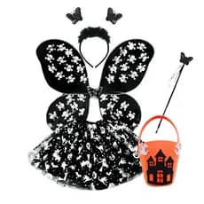 Fantasia Infantil Kit Halloween Bruxa Bolsa Cesta de Doces