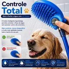 Mangueira Banho Escova Massageadora de Silicone PetLúmia Spa Não Machuca 2,20m - LMZ0255