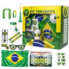Conjunto 12 peças Torcedor Brasil Copa 2026 Completo Acessórios Festa Futebol