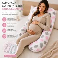 Travesseiro De Corpo Para Gestante Gravida 200 fios 120x60cm Ergonômico Cama Macio