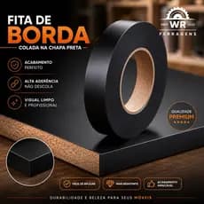 Fita de borda Preto TX 22mm MDF Preto