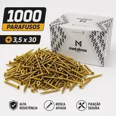 1000 Parafusos 3,5x30 chipboard cabeça chata metalnox