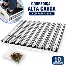 Kit 10 corrediças Telescopica (5pares) 40cm 35mm alta carga com parafusos inclusos