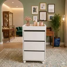 Carrinho auxiliar 3 Gavetas 100% MDF Branco