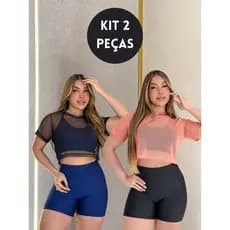 Kit 2 Blusas Cropped Tule Transparente Academia Fitness Feminino: Conforto e Elegância
