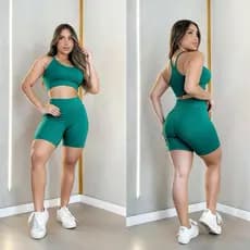 Conjunto Fitness Short Cintura Alta e Top Suplex Academia Corrida