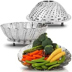 Cesto de Cozimento A Vapor Em Aço Inox Premium Cozinhar Legumes No Vapor Panela Alta Qualidade 26cm