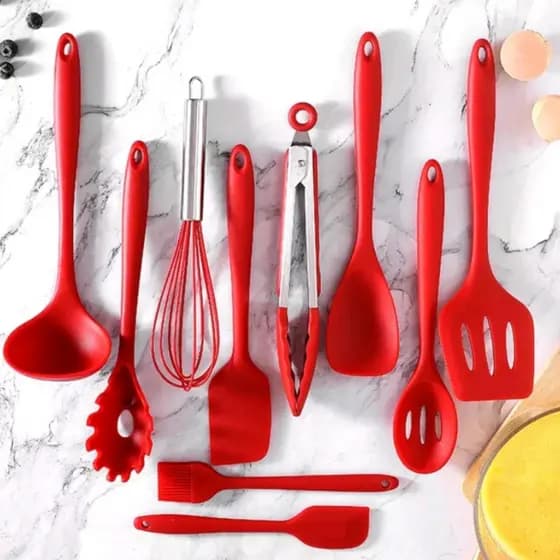 Jogo de Talheres De Silicone Utensílios Cozinha Kit 5 ou 10 Peças