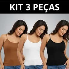 Kit 3 Blusa Regata Feminina Básica Alcinha Canelada