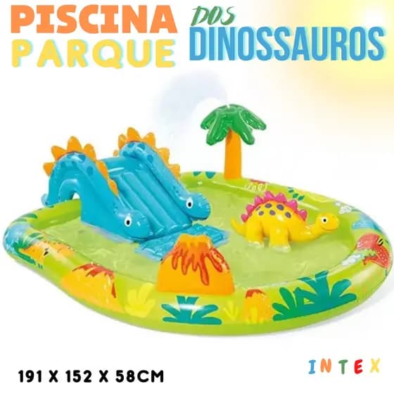 Piscina Infantil Inflável Parque dos Dinossauros com Escorregador Inflável