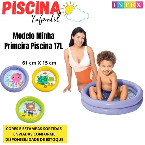 Piscina Intex Inflável Primeira Piscina 17L e Amigos 28L Sortidas.
