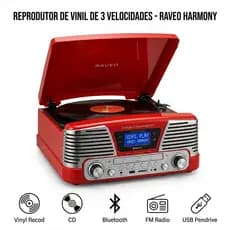 Vitrola discos de vinil, CDs, rádio FM, pendrive, cartão SD e música direto do celular via Bluetooth