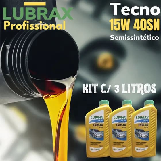 Kit com 3 Litros do Óleo Lubrificante Semíssintético Lubrax Tecno 15W 40SN