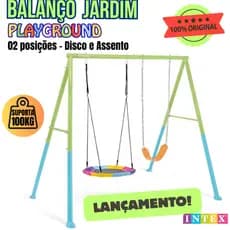 LANÇAMENTO! BALANÇO PLAYGROUND INFANTIL INTEX 2 POSIÇÕES DISCO ACOLCHOADO E ASSENTO, SUP. ATÉ 100KG