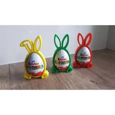 Kit Suporte para Kinder Ovo Coelho Porta Chocolate Páscoa Decorativo 3D Presente Infantil Enfeite Mesa Páscoa Porta Ovo