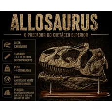 Crânio de Dinossauro Alossauro 3D Grande Realista | Decoração Jurássica | Dinossauro Colecionável | Presente Criativo
