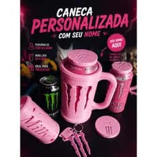 Kit Porta Lata Monster Personalizada Com Nome Suporte Lata 473ml + Chaveiro + Abridor de Lata + Tampa Exclusivo Em PLA