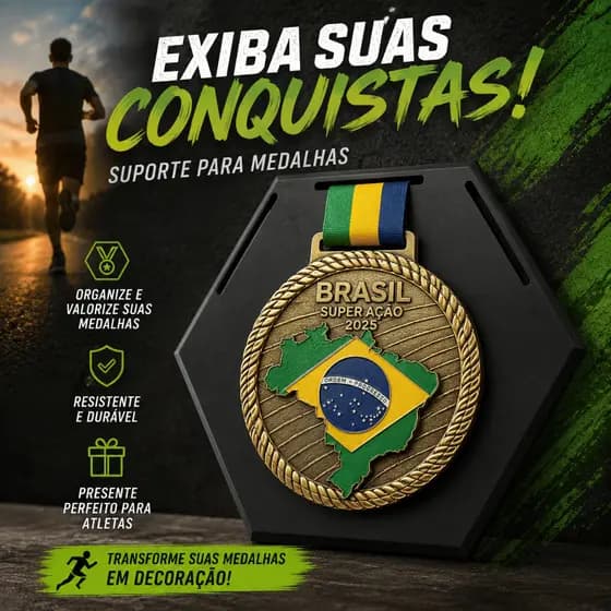 Porta Medalha de Corrida | Suporte para Expor Medalhas | Organizador Decorativo para Atletas, Maratonas e Esportes