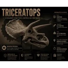 Crânio de Dinossauro Jovem Triceratops Decorativo 3D Grande | Realista | Estilo Fóssil Jurássico | Peça Colecionável