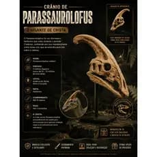 Crânio de Dinossauro Parasaurolophus Decorativo com Base  Réplica Colecionável Impressa em 3D | Dinossauro Pré-Histórico