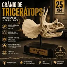 Crânio de Dinossauro Tricerátops Adulto Impressão 3D Decoração Jurassic, Colecionável, Presente para Fãs de Dinossauros