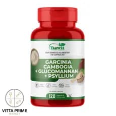 Garcinia Cambogia + Glucomannan + Psyllium 120 Cápsulas | Saciedade e Controle Alimentar Zero Açúcar