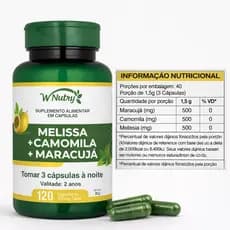 Melissa + Camomila + Maracujá 120 Cápsulas | Relaxamento Natural | Entrega Rápida