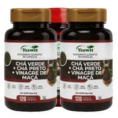 Chá Verde + Chá Preto + Vinagre de Maçã em Cápsulas 120 Caps | Termogênico Natural | Sem Glúten e Sem Lactose