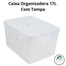 Caixa Organizadora de 17 Litros com Tampa para cozinha, quarto, banheiro e escritório
