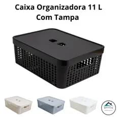 Caixa Organizadora 11 Litros com Tampa para escritório, quarto, banheiro e cozinha