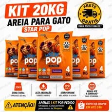 Kit 20kg Areia Higiênica Gato Star Pop | Alta Absorção | Anti Odor  | Ecológica
