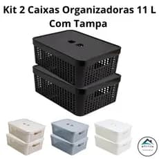 Kit 2 Caixas Organizadoras para cozinha, banheiro,  quarto 11 Litros com Tampa Caixa Multiuso