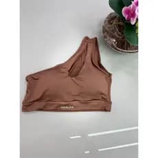 top fitness um ombro, top fitness marrom, top academia um ombro, cropped fitness